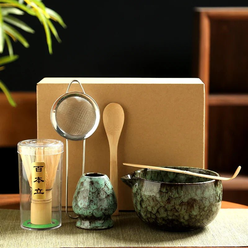 Six Piece Japanese Matcha Tea Set With Bamboo Whisk Bowl Spoon - Nalani - UK Fashion Clothing and Decor