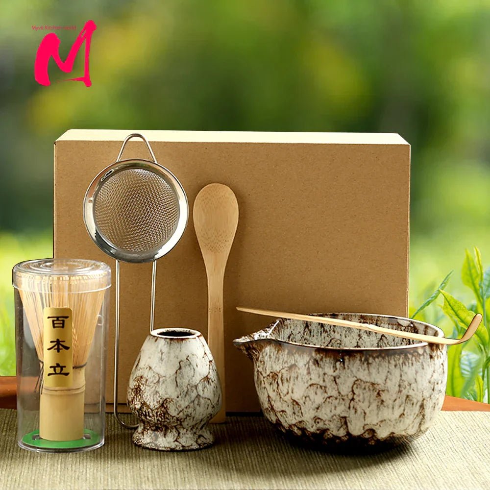 Six Piece Japanese Matcha Tea Set With Bamboo Whisk Bowl Spoon - Nalani - UK Fashion Clothing and Decor