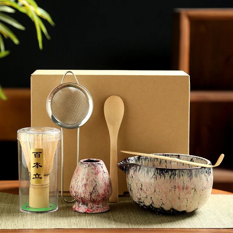 Six Piece Japanese Matcha Tea Set With Bamboo Whisk Bowl Spoon - Nalani - UK Fashion Clothing and Decor