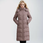 Slim Fit Cotton Puffer Coat With Hood Plus Size Knee Length - Nalani - UK Fashion Clothing and Decor