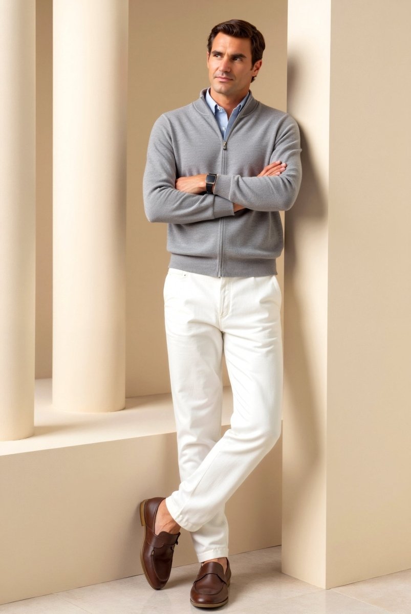 Slim Fit Zip Up Jacket For Men Minimalist Stand Up Collar - Nalani - UK Fashion Clothing and Decor