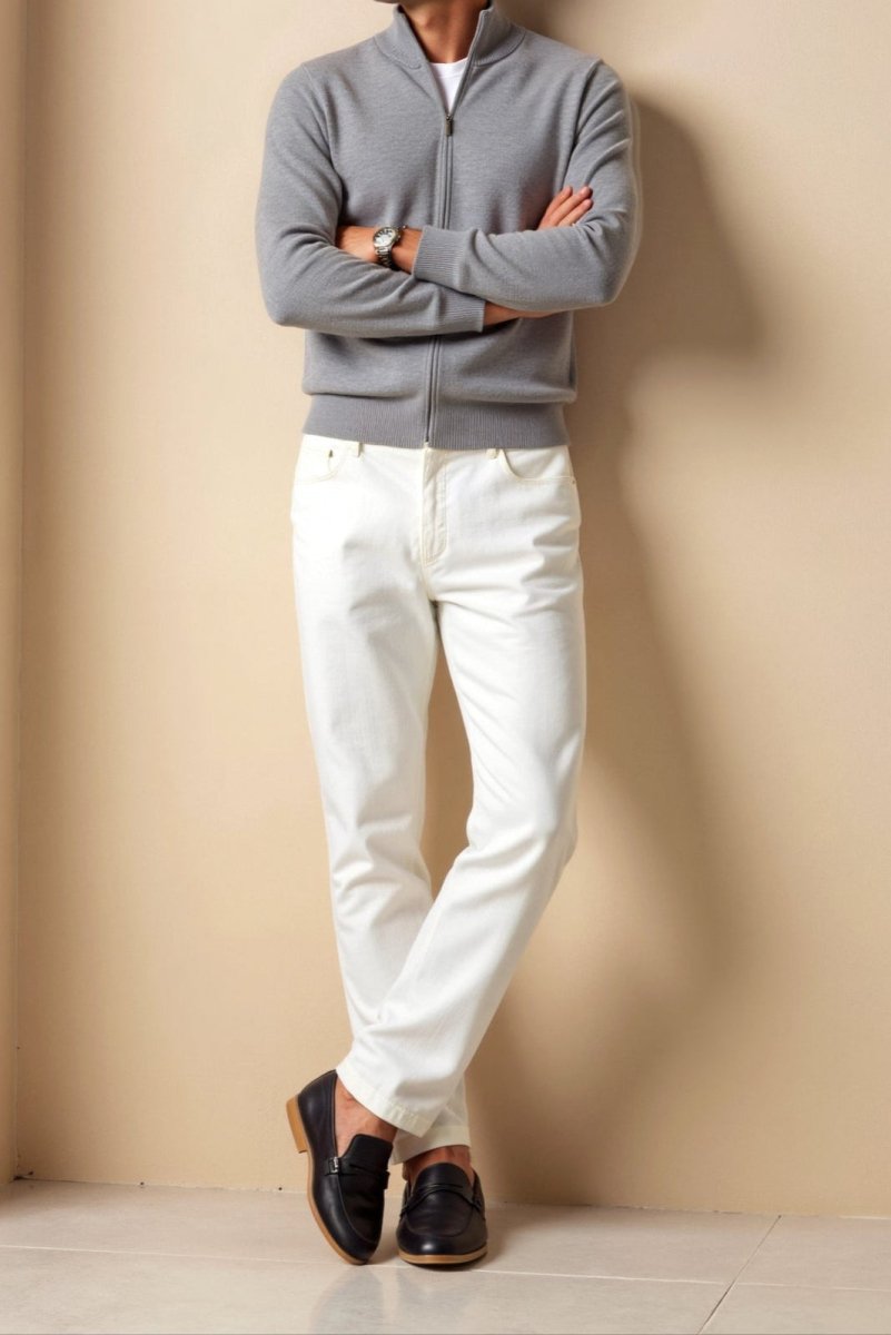 Slim Fit Zip Up Jacket For Men Minimalist Stand Up Collar - Nalani - UK Fashion Clothing and Decor