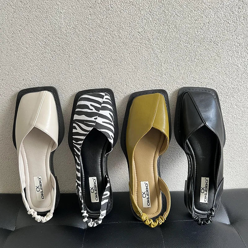 Slingback Sandals With Square Toe For Women Comfort - Nalani - UK Fashion Clothing and Decor