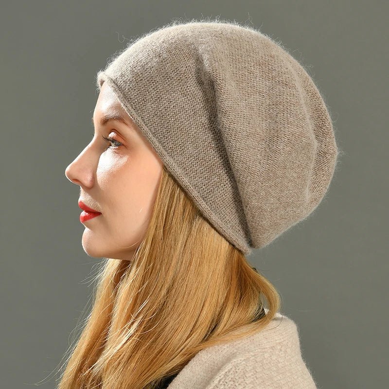 Slouchy Beanie With Cuffed Brim Fine Knit Winter Hat - Nalani - UK and AUS Fashion Clothing and Decor
