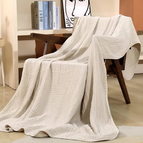 Soft Muslin Throw Blanket – Lightweight Cotton Muslin Blanket, Warm & Breathable, for Couch & Bed, 6 Colors, 3 Sizes - Nalani - Fashion Clothing and Decor