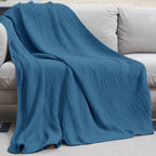 Soft Muslin Throw Blanket – Lightweight Cotton Muslin Blanket, Warm & Breathable, for Couch & Bed, 6 Colors, 3 Sizes - Nalani - Fashion Clothing and Decor