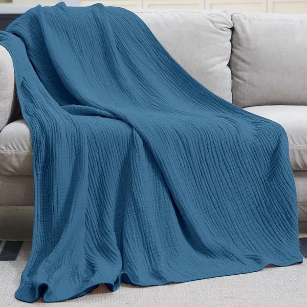 Soft Muslin Throw Blanket – Lightweight Cotton Muslin Blanket, Warm & Breathable, for Couch & Bed, 6 Colors, 3 Sizes - Nalani - Fashion Clothing and Decor
