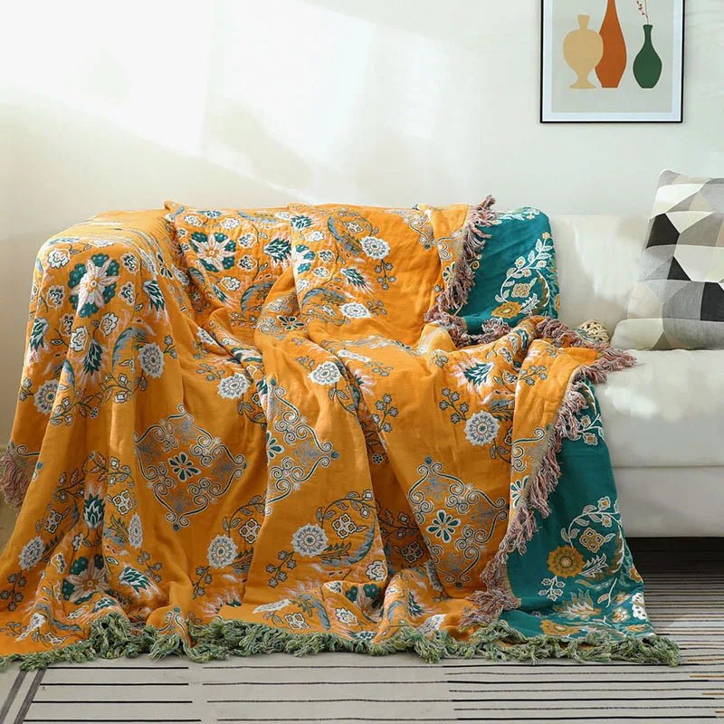 Soft Throw Blanket with Timeless Design – Lightweight Couch Throw & Bedspread, Orange or Yellow, 3 Sizes - Nalani - Fashion Clothing and Decor