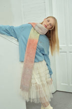 Soft Wool Blend Gradient Fringe Scarf Long Knit Wrap - Nalani - UK Fashion Clothing and Decor
