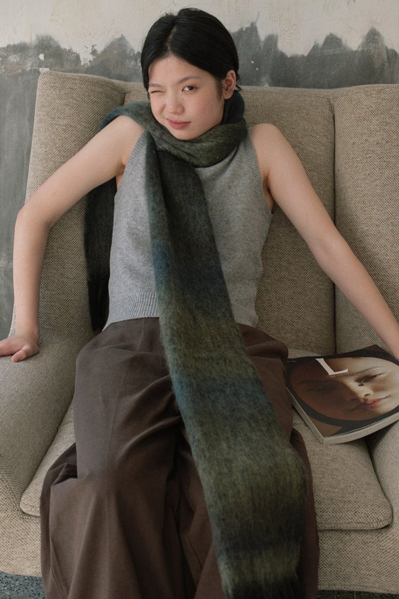 Soft Wool Blend Gradient Fringe Scarf Long Knit Wrap - Nalani - UK Fashion Clothing and Decor