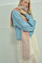 Soft Wool Blend Gradient Fringe Scarf Long Knit Wrap - Nalani - UK Fashion Clothing and Decor