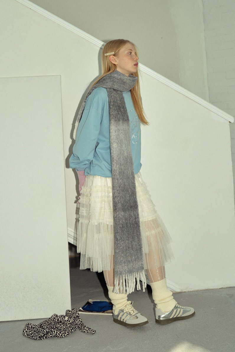 Soft Wool Blend Gradient Fringe Scarf Long Knit Wrap - Nalani - UK Fashion Clothing and Decor