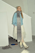 Soft Wool Blend Gradient Fringe Scarf Long Knit Wrap - Nalani - UK Fashion Clothing and Decor