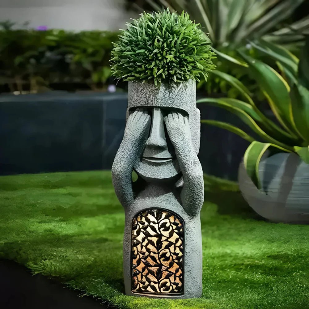 Solar LED Face Planter For Outdoor Garden Illumination - Nalani - UK Fashion Clothing and Decor