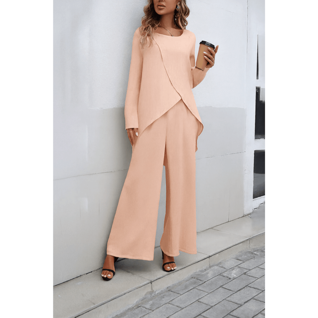 Sorelle | Casual two - piece set for women with a relaxed fit | Wrap blouse and wide - leg trousers - Nalani - Fashion Clothing and Decor