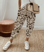 Sorelle | Casual women's trousers with print and drawstring | Straight leg - Nalani - Fashion Clothing and Decor