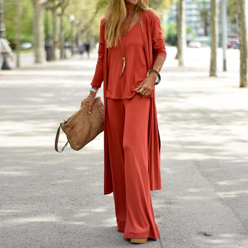 Sorelle | Women's Modern Relaxed Fit Three - Piece Set | Cardigan, Top and Trousers - Nalani - Fashion Clothing and Decor