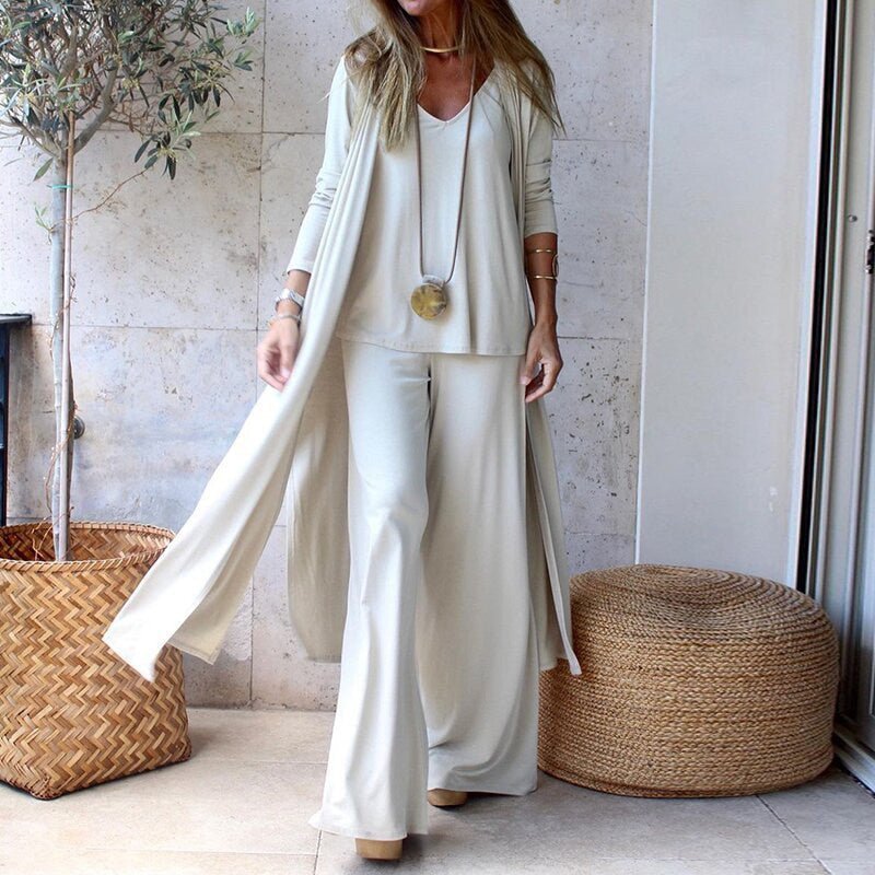 Sorelle | Women's Modern Relaxed Fit Three - Piece Set | Cardigan, Top and Trousers - Nalani - Fashion Clothing and Decor