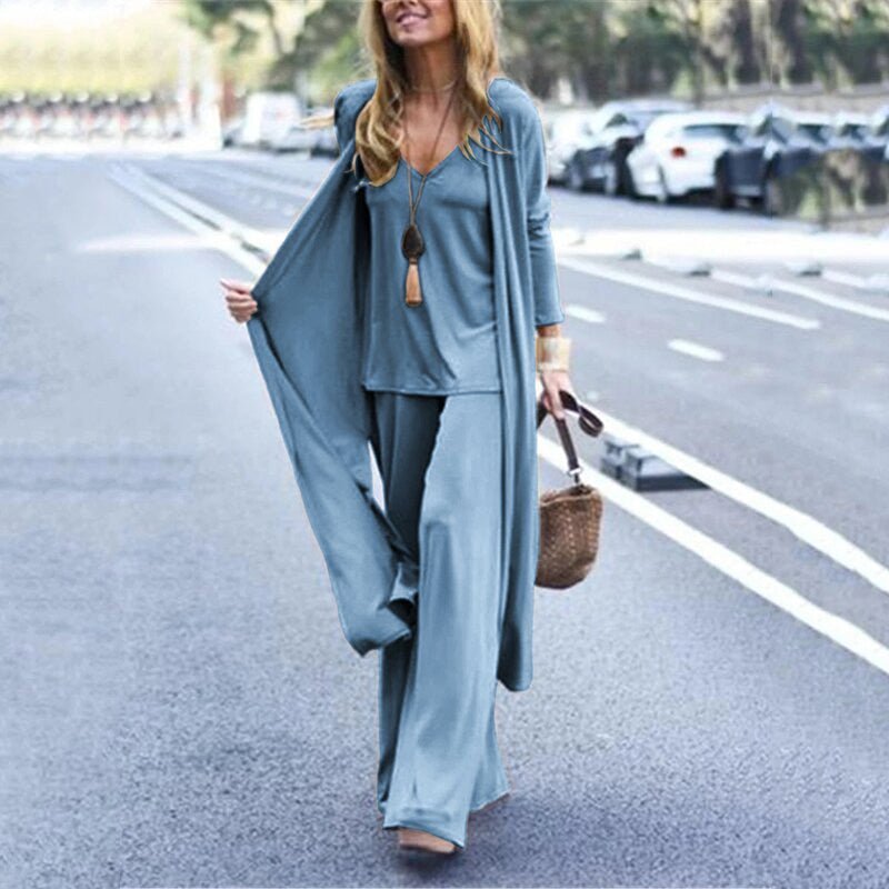 Sorelle | Women's Modern Relaxed Fit Three - Piece Set | Cardigan, Top and Trousers - Nalani - Fashion Clothing and Decor