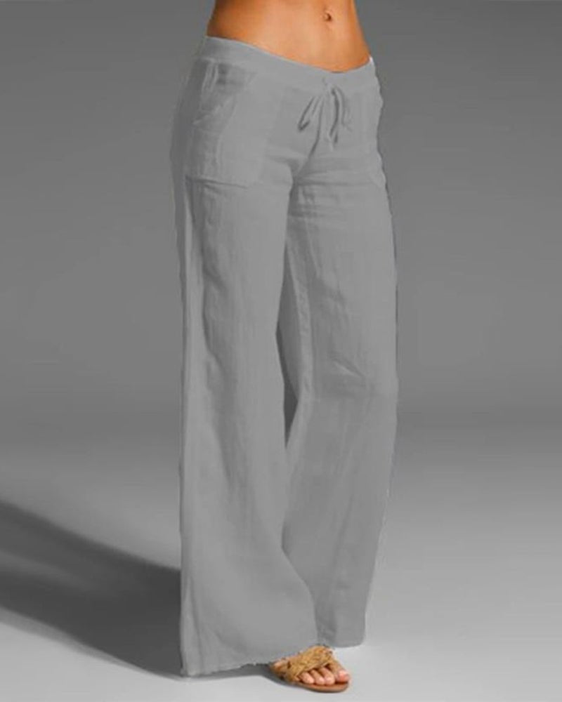 Sorelle | Women's Summer Wide - Leg Trousers with Drawstring | Relaxed Fit - Nalani - Fashion Clothing and Decor