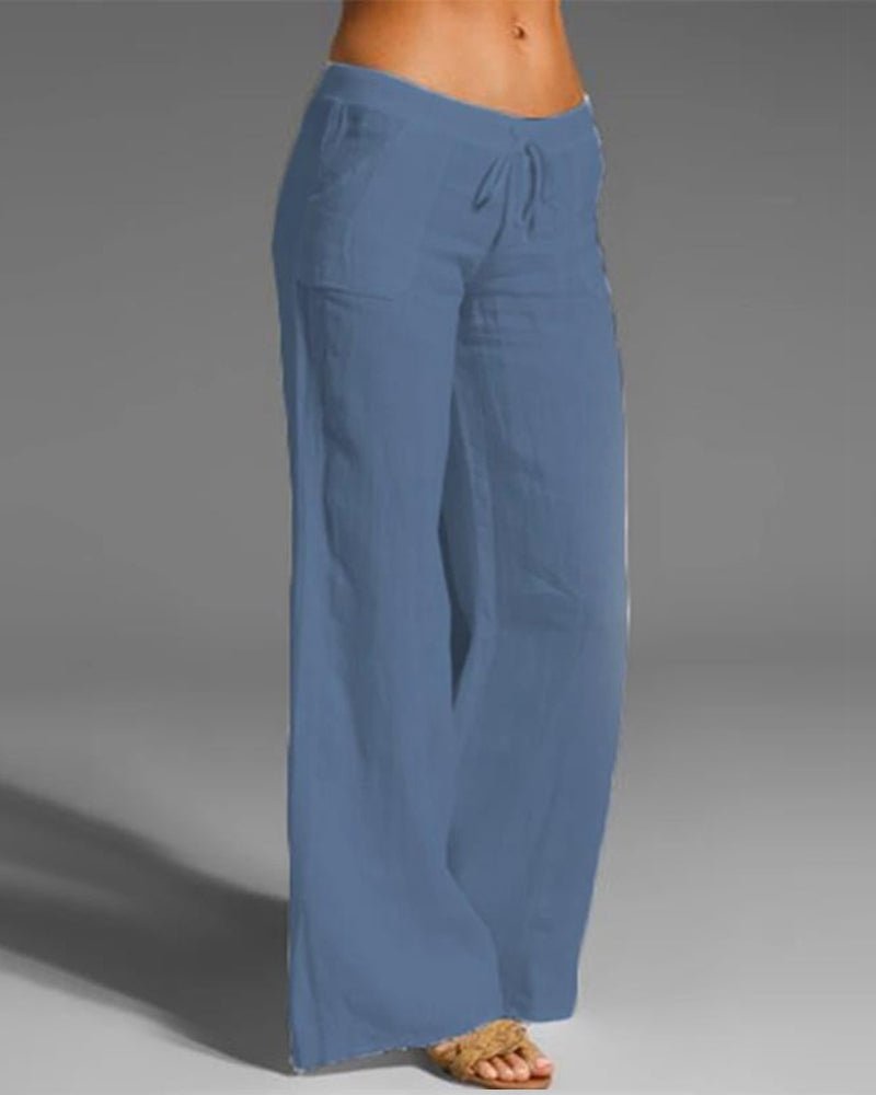 Sorelle | Women's Summer Wide - Leg Trousers with Drawstring | Relaxed Fit - Nalani - Fashion Clothing and Decor