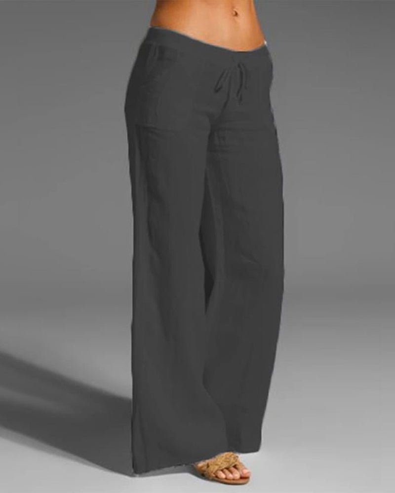 Sorelle | Women's Summer Wide - Leg Trousers with Drawstring | Relaxed Fit - Nalani - Fashion Clothing and Decor