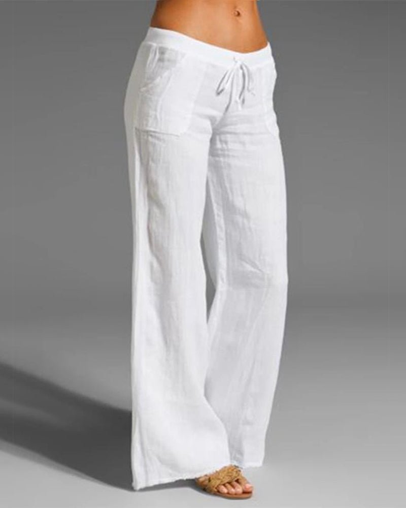 Sorelle | Women's Summer Wide - Leg Trousers with Drawstring | Relaxed Fit - Nalani - Fashion Clothing and Decor