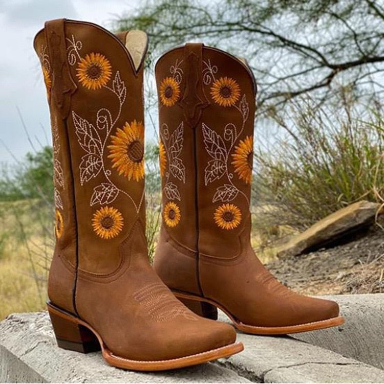 Soril - Bohemian Ibiza Sunflower Boots for Women - Nalani - Fashion Clothing and Decor