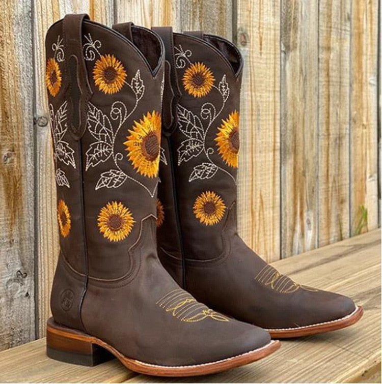 Soril - Bohemian Ibiza Sunflower Boots for Women - Nalani - Fashion Clothing and Decor