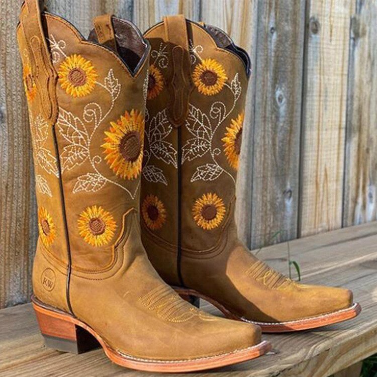 Soril - Bohemian Ibiza Sunflower Boots for Women - Nalani - Fashion Clothing and Decor