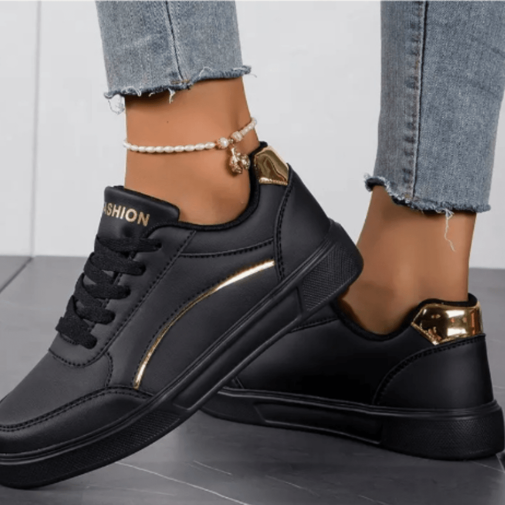Soril | Fashionable low - top sneakers for women with gold details | Lace - up closure - Nalani - Fashion Clothing and Decor