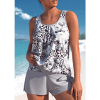Soril | Two - tone floral print tankini set for women - Nalani - Fashion Clothing and Decor
