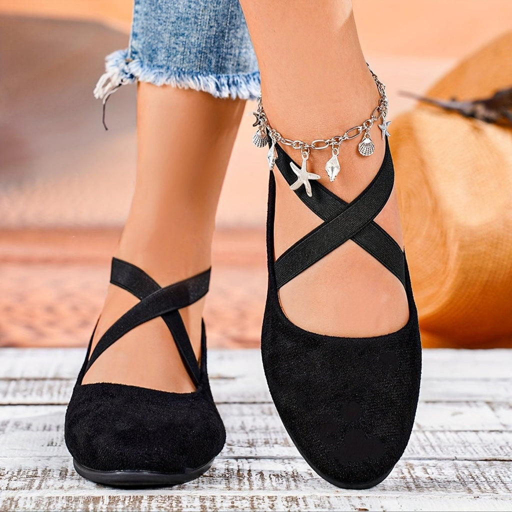 Soril | Women's ballet shoes with crossed straps and round toe | Casual - Nalani - Fashion Clothing and Decor