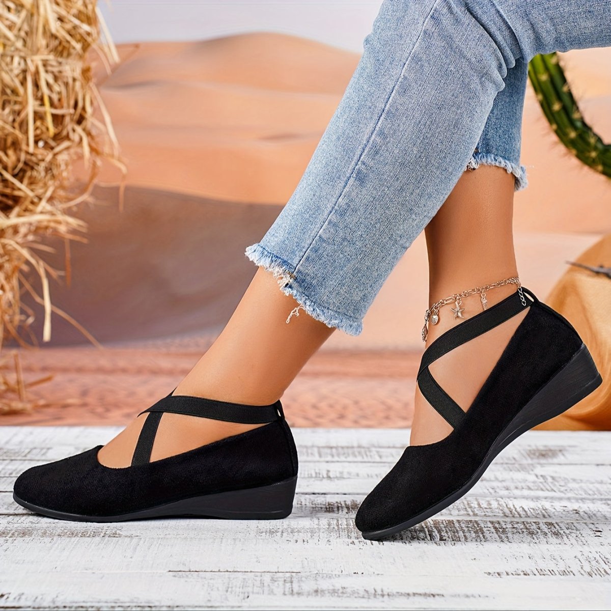 Soril | Women's ballet shoes with crossed straps and round toe | Casual - Nalani - Fashion Clothing and Decor