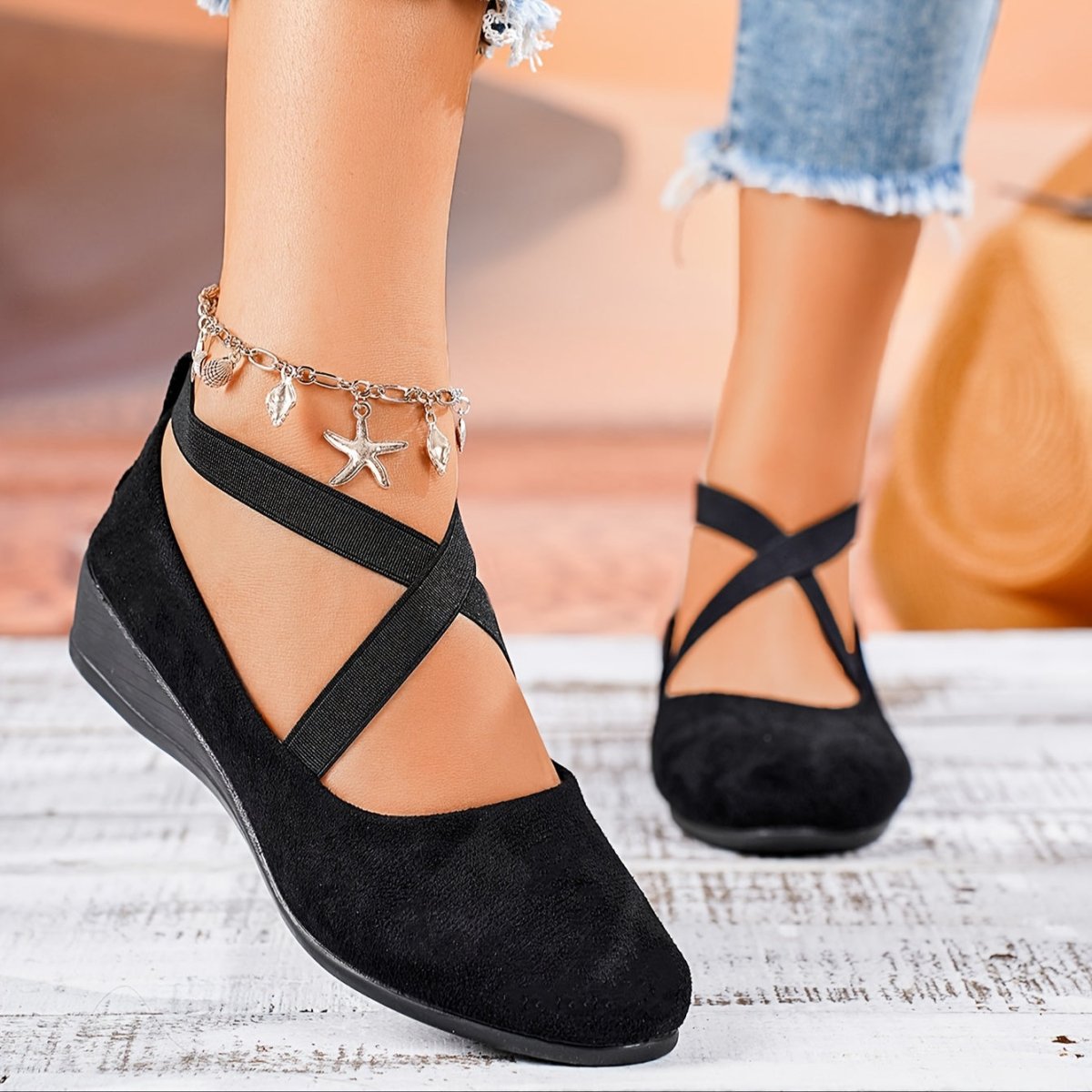 Soril | Women's ballet shoes with crossed straps and round toe | Casual - Nalani - Fashion Clothing and Decor