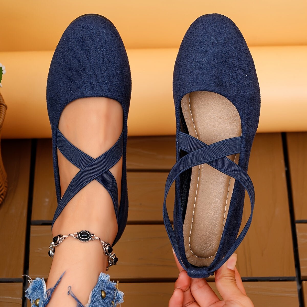 Soril | Women's ballet shoes with crossed straps and round toe | Casual - Nalani - Fashion Clothing and Decor