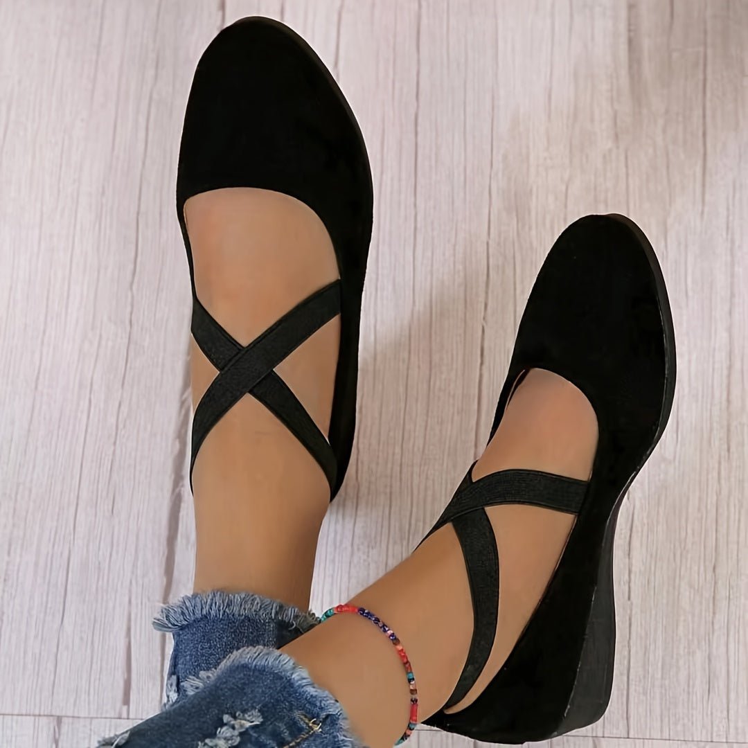 Soril | Women's ballet shoes with crossed straps and round toe | Casual - Nalani - Fashion Clothing and Decor