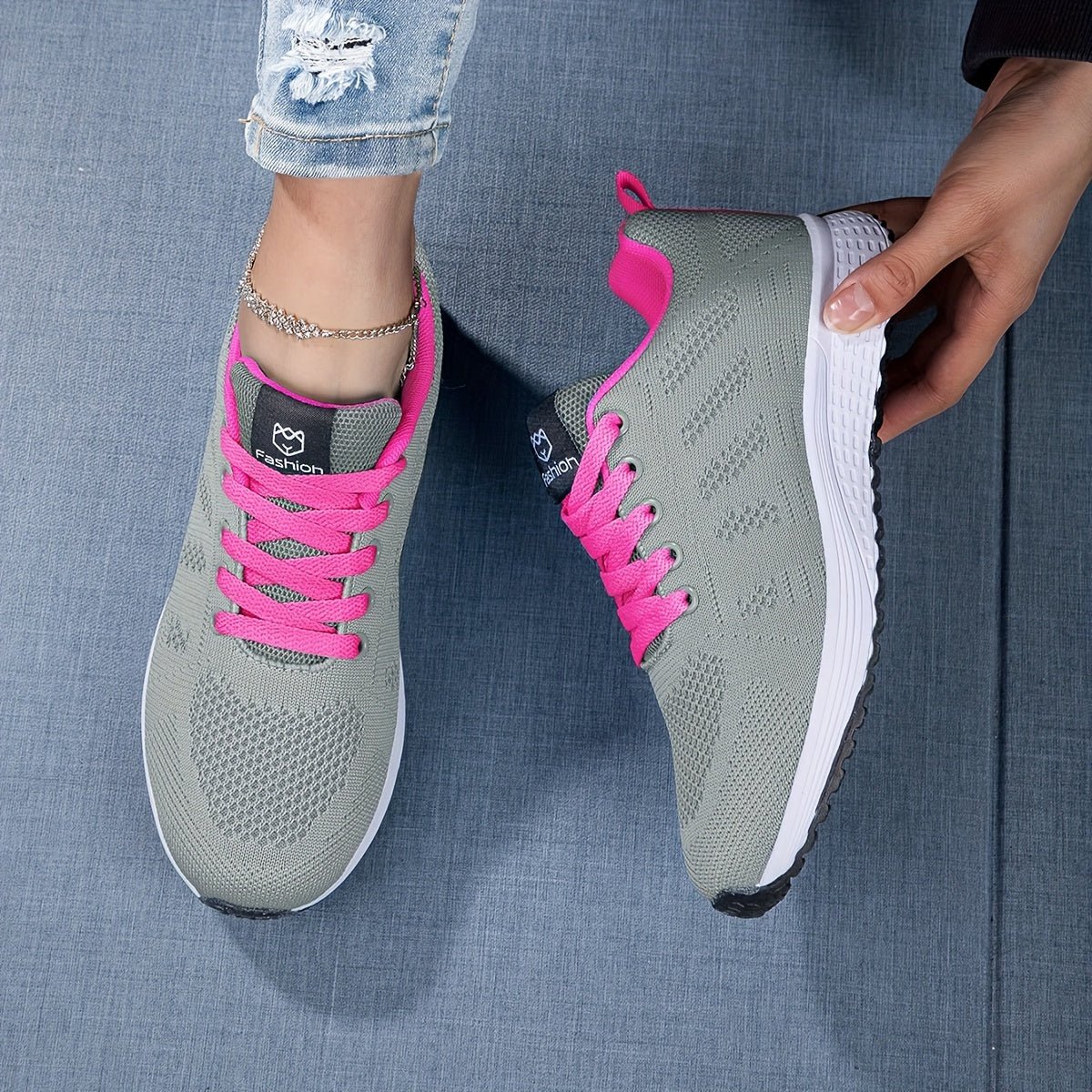 Soril | Women's Casual Knit Sneakers with Laces | Walking Shoes - Nalani - Fashion Clothing and Decor