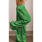 Soril | Women's Short - Sleeved V - Neck Top and Wide - Waisted Pants Set | Two - Piece - Nalani - Fashion Clothing and Decor