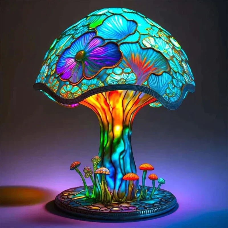 Stained Glass Table Lamp – Enchanting Mushroom & Flower Bedside Lamp, Decorative Night Light, 8 Designs – DreamGlow - Nalani - Fashion Clothing and Decor