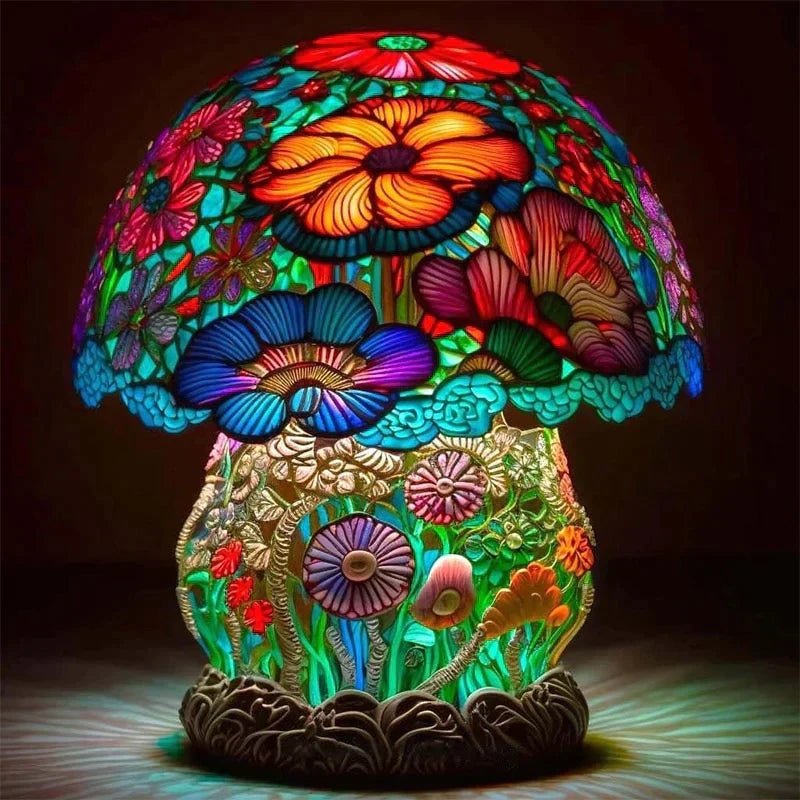Stained Glass Table Lamp – Enchanting Mushroom & Flower Bedside Lamp, Decorative Night Light, 8 Designs – DreamGlow - Nalani - Fashion Clothing and Decor