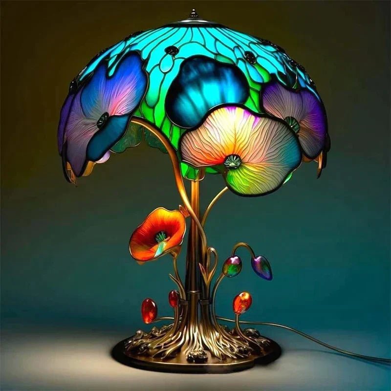 Stained Glass Table Lamp – Enchanting Mushroom & Flower Bedside Lamp, Decorative Night Light, 8 Designs – DreamGlow - Nalani - Fashion Clothing and Decor