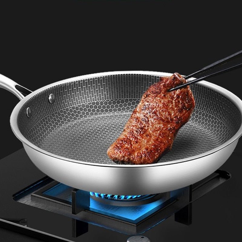 Stainless Steel Non-Stick Frying Pan – Scratch-Resistant Honeycomb Skillet, 7-Ply, Induction & Oven Safe, PFOA-Free - Nalani - Fashion Clothing and Decor