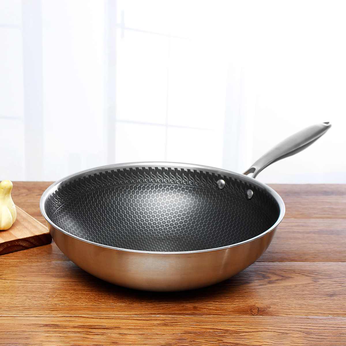 Stainless Steel Non-Stick Frying Pan – Scratch-Resistant Honeycomb Skillet, 7-Ply, Induction & Oven Safe, PFOA-Free - Nalani - Fashion Clothing and Decor