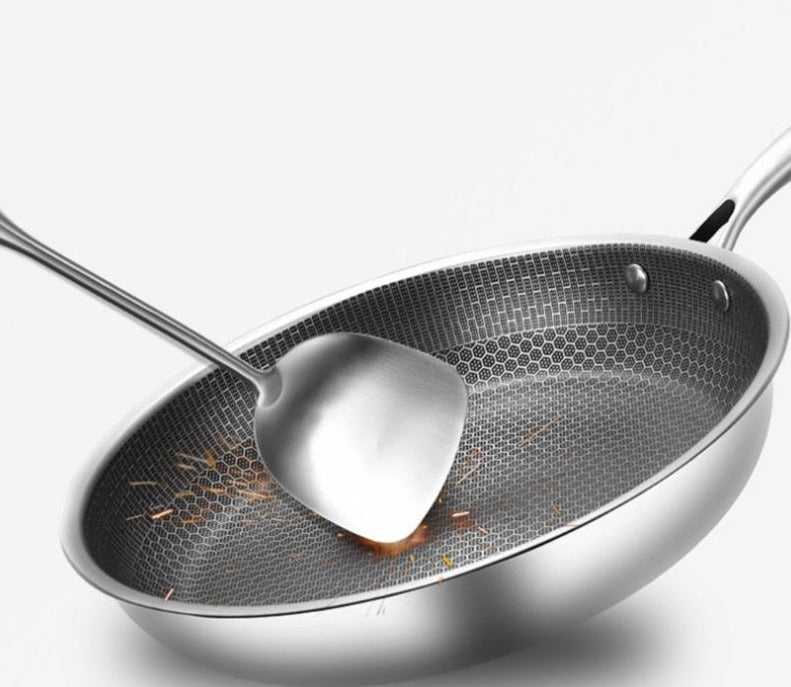 Stainless Steel Non-Stick Frying Pan – Scratch-Resistant Honeycomb Skillet, 7-Ply, Induction & Oven Safe, PFOA-Free - Nalani - Fashion Clothing and Decor