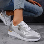 Stellar Surge Platform Sneakers With Metallic Uppers And Zip Closure - Nalani - Fashion Clothing and Decor