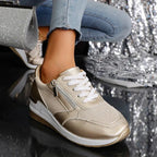 Stellar Surge Platform Sneakers With Metallic Uppers And Zip Closure - Nalani - Fashion Clothing and Decor