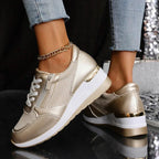 Stellar Surge Platform Sneakers With Metallic Uppers And Zip Closure - Nalani - Fashion Clothing and Decor
