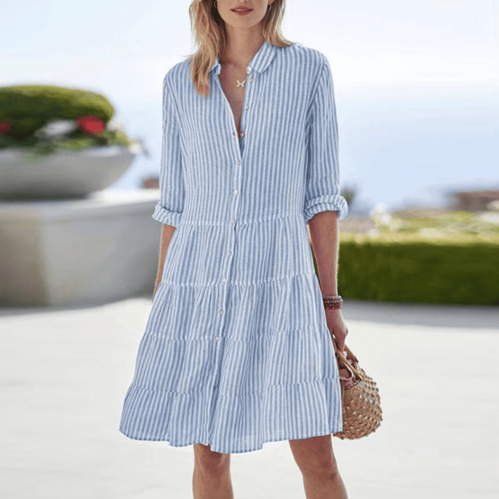 Striped Shirt Dress for Summer Lightweight Boho Mini - Nalani - UK and AUS Fashion Clothing and Decor