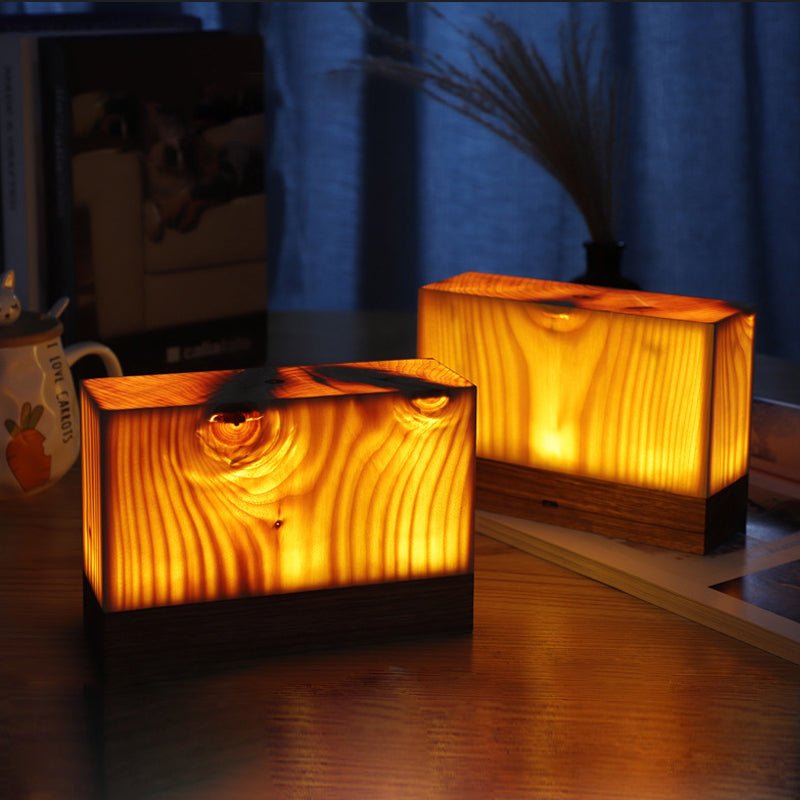 Stylish LED Table Lamp – Cordless Wood-Look Night Light, Rechargeable Touch Lamp for Nightstand & Desk, 3 Shapes – WoodGlow - Nalani - Fashion Clothing and Decor